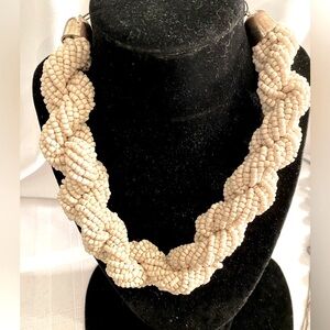 *** Natasha Couture Braided Ivory Bead Necklace.